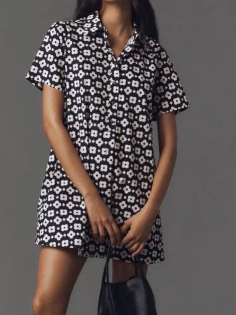 "Pollie"Short Sleeve Swing Tunic Mini Dress- Anthropologie